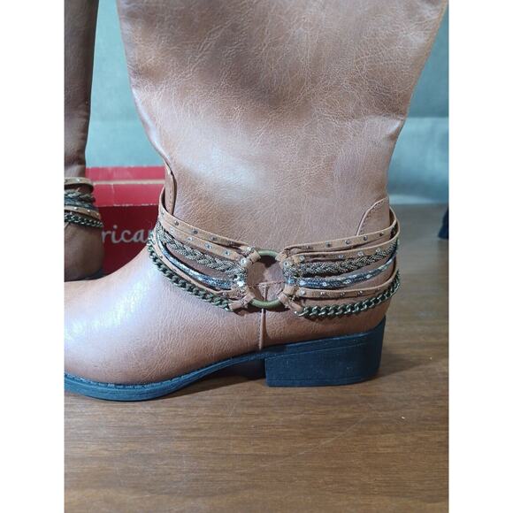 American Eagle Outfitter Women's Size 6 BROWN Biker Boots HIGHZIP Ankle Cuff - Picture 9 of 12